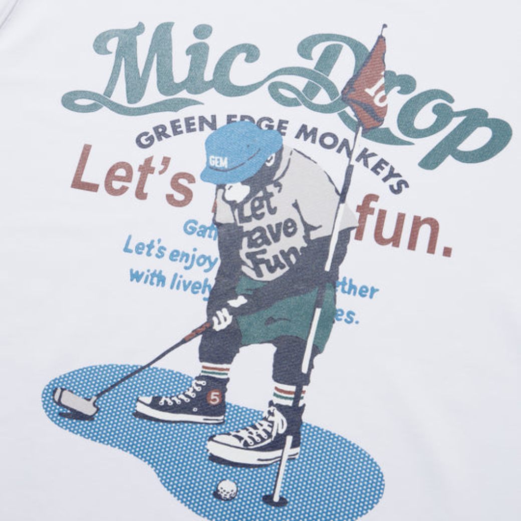 【GREEN EDGE MONKEYS】Ribbed hem mock neck モックネック Tシャツ WHITE (ZZGEM-60353003)