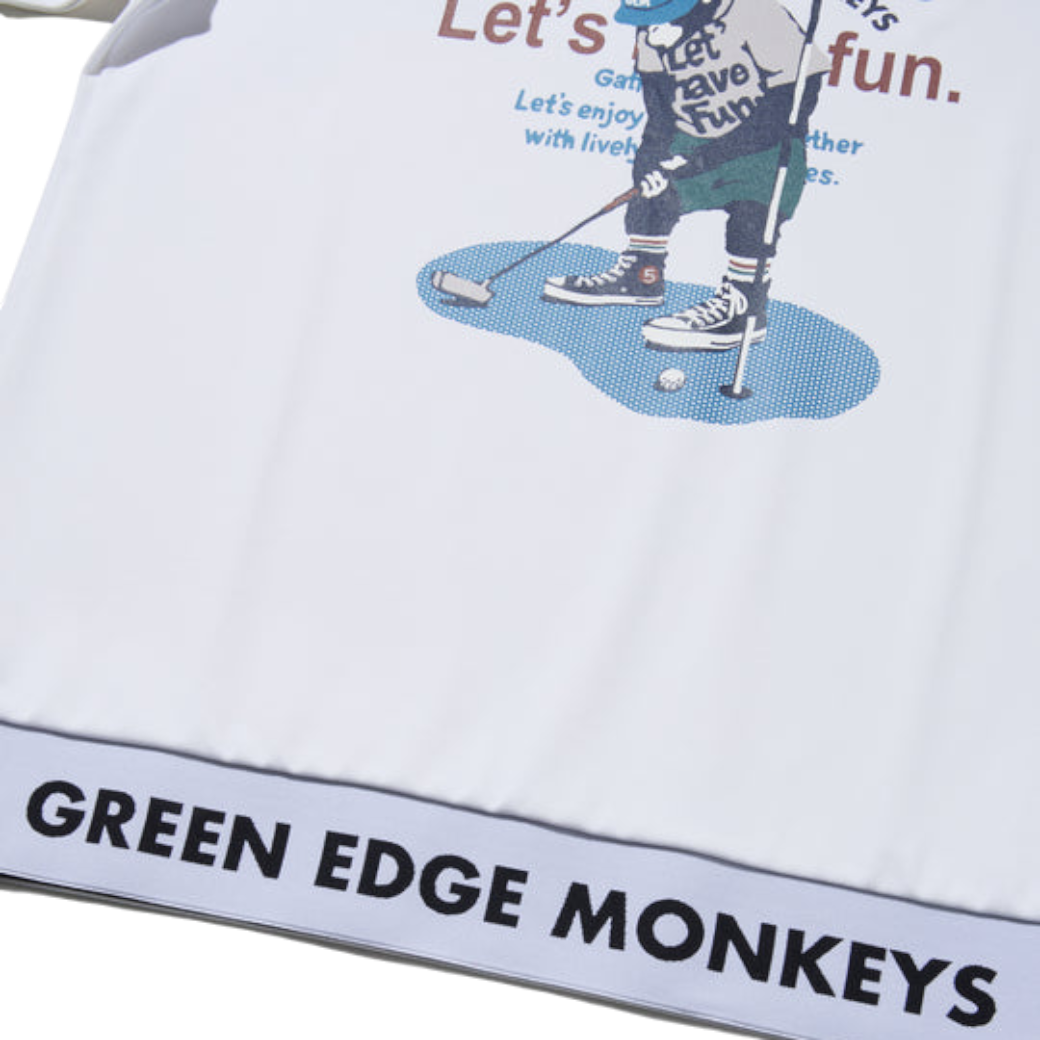 【GREEN EDGE MONKEYS】Ribbed hem mock neck モックネック Tシャツ WHITE (ZZGEM-60353003)