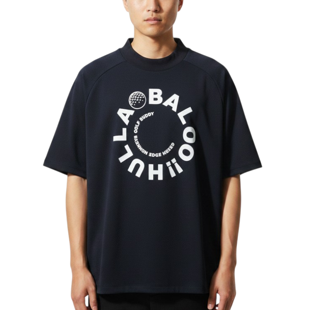 GREEN EDGE MONKEYS】Popcorn knit mock モックネック Tシャツ BLACK
