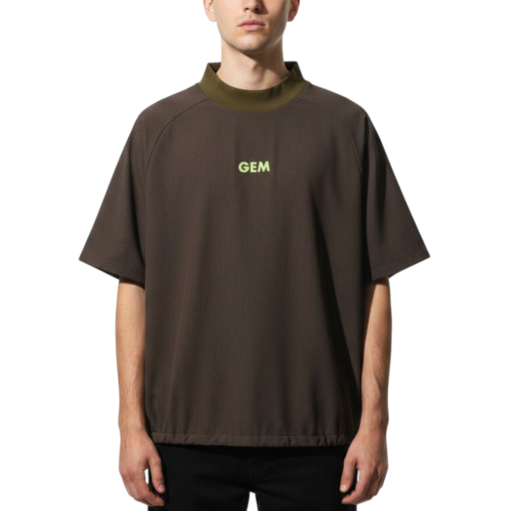 GREEN EDGE MONKEYS】Dot air mock neck モックネック Tシャツ BROWN