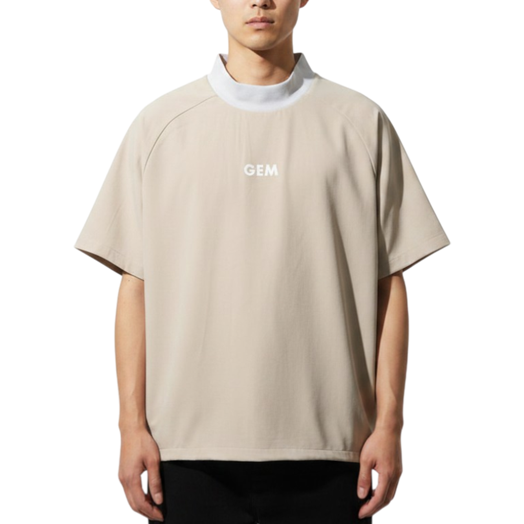 ランダムロゴ モックネックシャツ [全3色] MGMK-446318-WHBK GREEN EDGE MONKEYS】Dot air mock neck モックネック Tシャツ GRAY