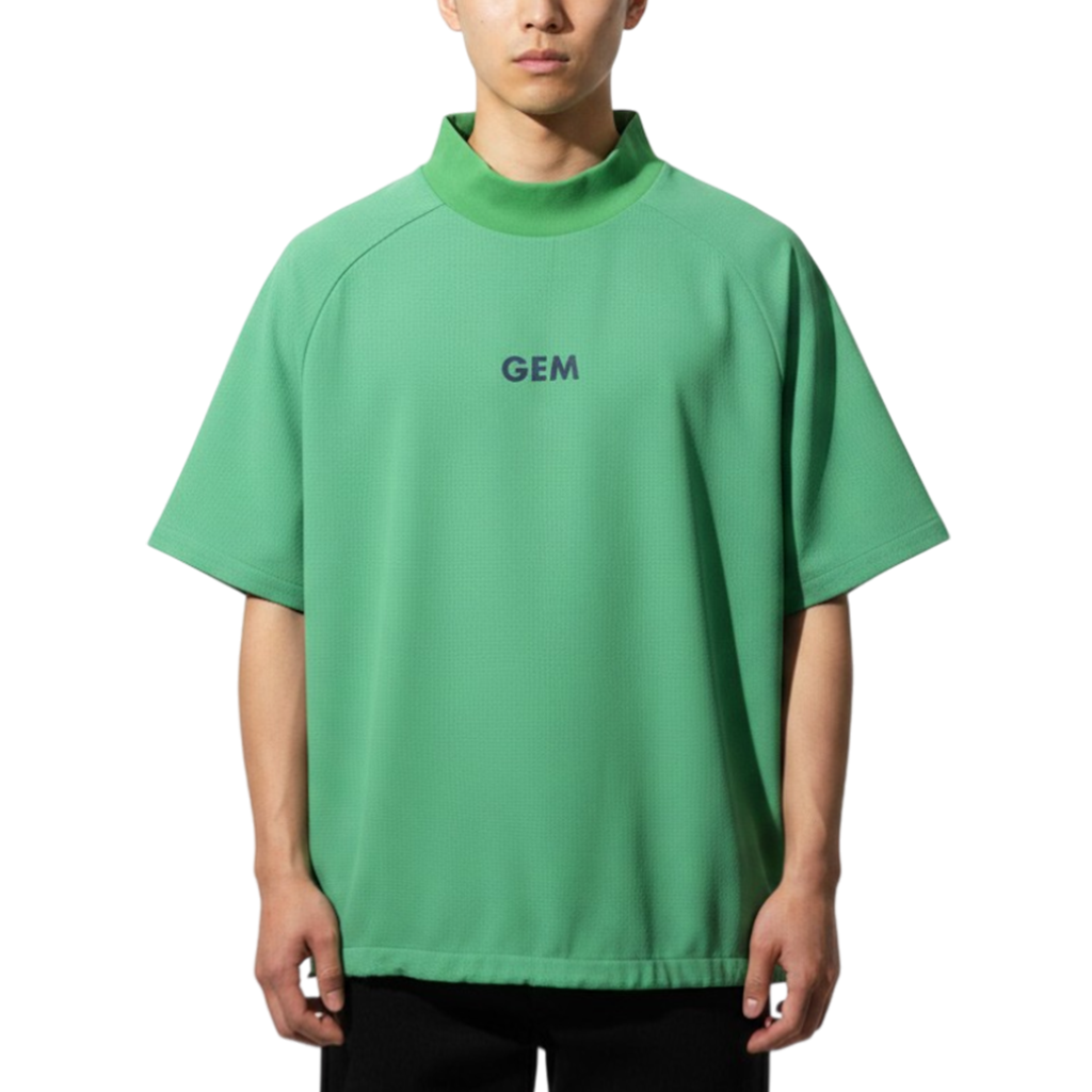 【GREEN EDGE MONKEYS】Dot air mock neck モックネック Tシャツ GREEN (ZZGEM-60353009)