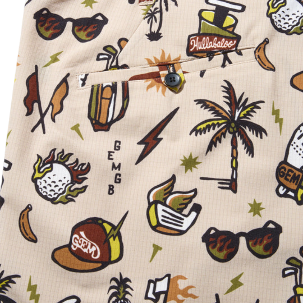 【GREEN EDGE MONKEYS】Original print short pants ショートパンツ BEIGE (ZZGEM-60355105)