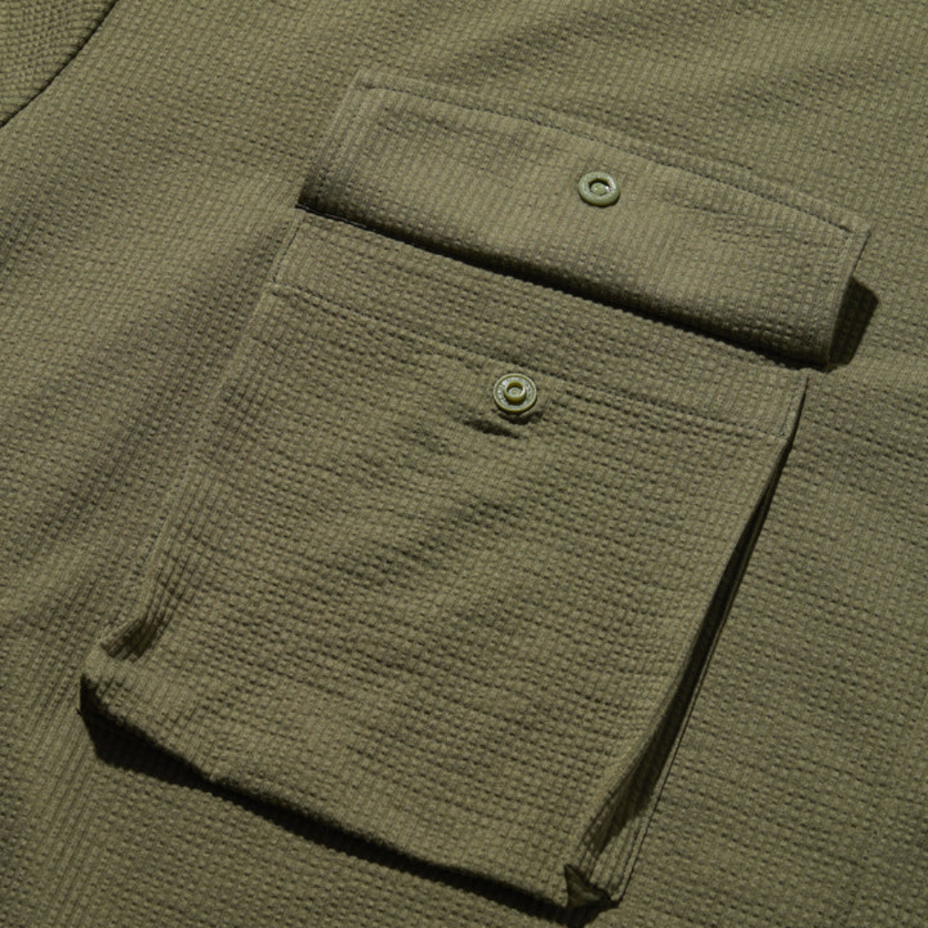 【GREEN EDGE MONKEYS】Knit soccer Shirt シャツ M L XL KHAKI (ZZGEM-60358001)