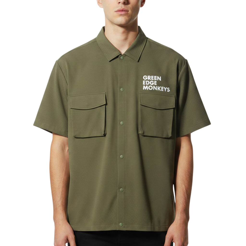 【GREEN EDGE MONKEYS】Knit soccer Shirt シャツ M L XL KHAKI (ZZGEM-60358001)