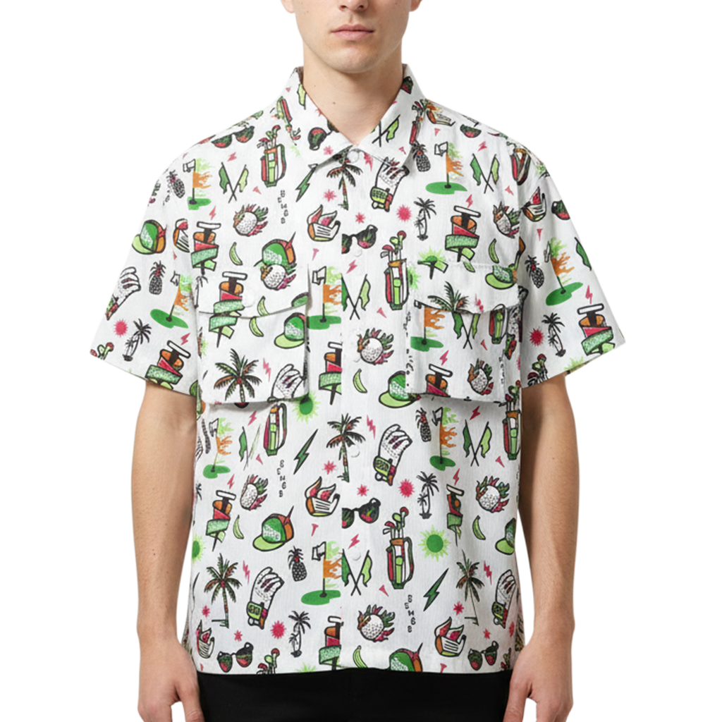 GREEN EDGE MONKEYS】Original print Shirt シャツ M L XL WHITE