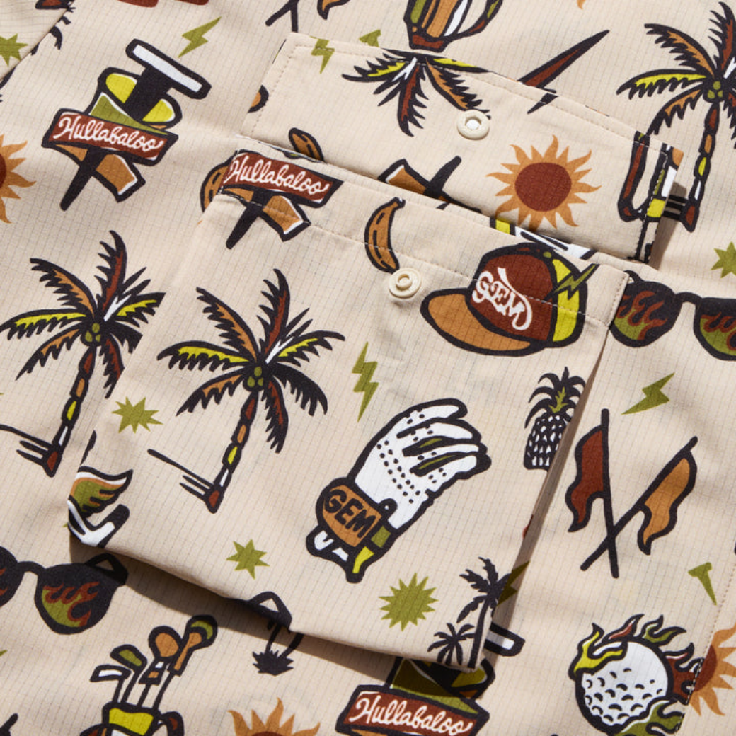 【GREEN EDGE MONKEYS】Original print Shirt シャツ M L XL BEIGE (ZZGEM-60358002)