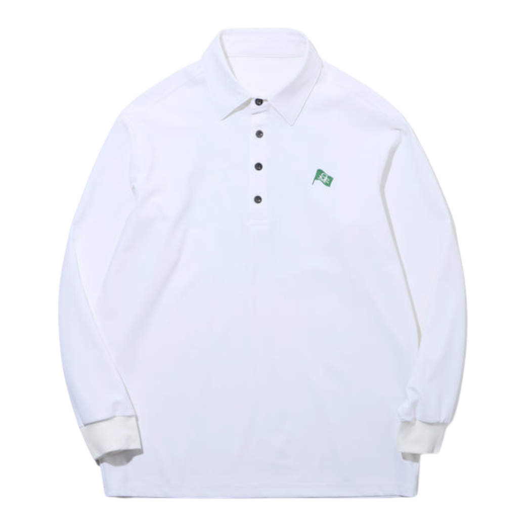 【GREEN EDGE MONKEYS】Stretch kanoko long sleeve polo ポロシャツ WHITE (ZZGEM-60363001)