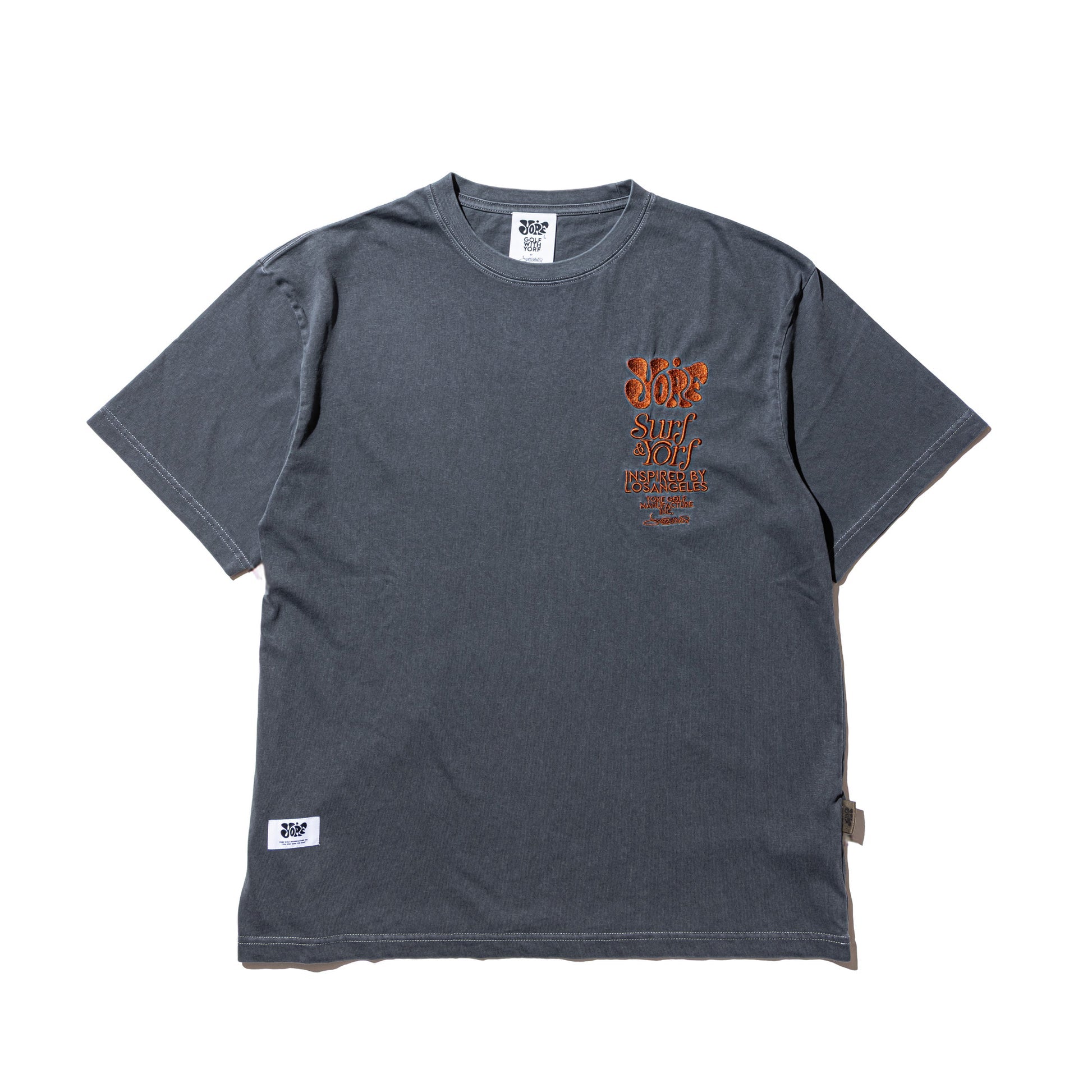 【YORF】ヴィンテージライク刺繍ロゴ Tシャツ BLACK(ZZYRF-1086110304)