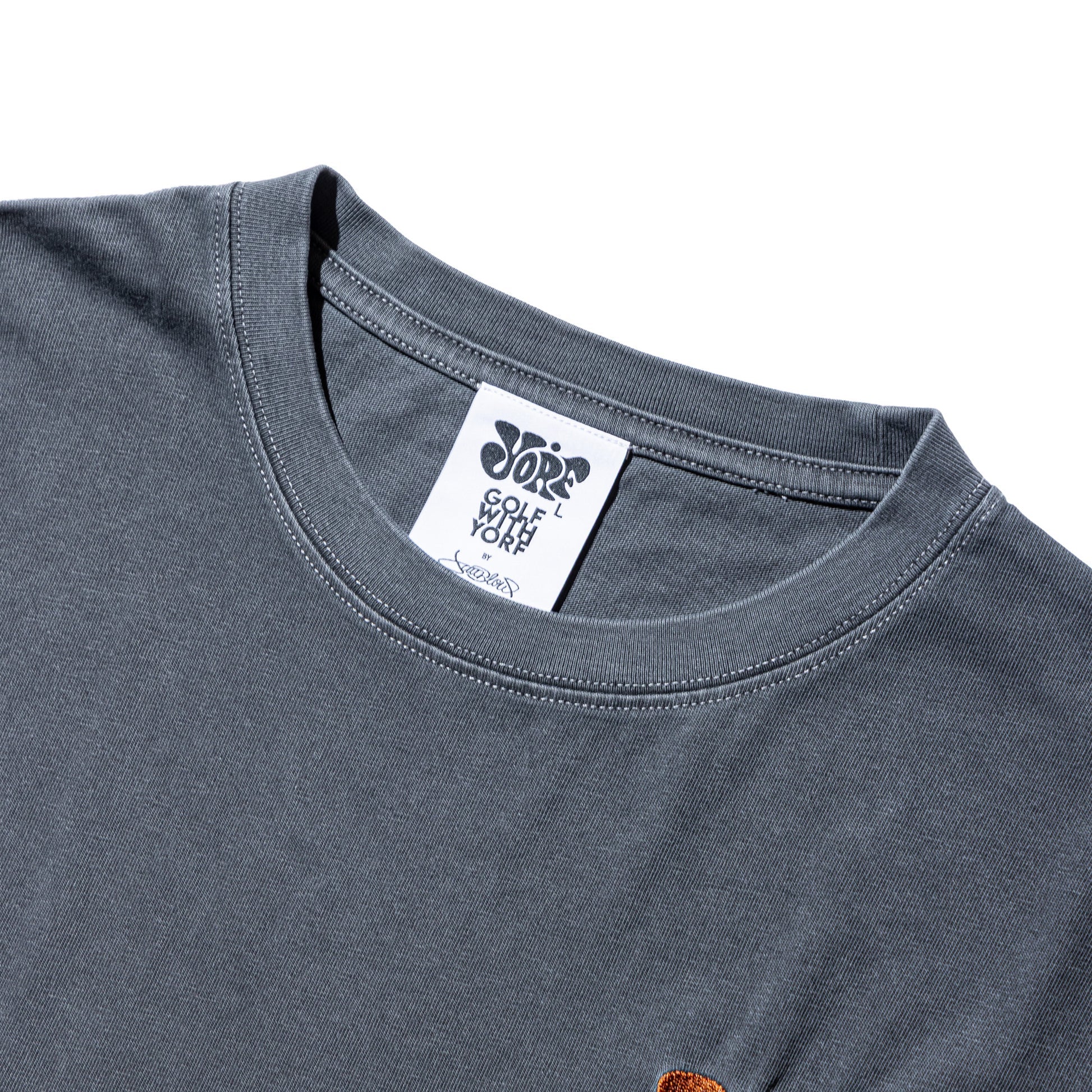 【YORF】ヴィンテージライク刺繍ロゴ Tシャツ BLACK(ZZYRF-1086110304)