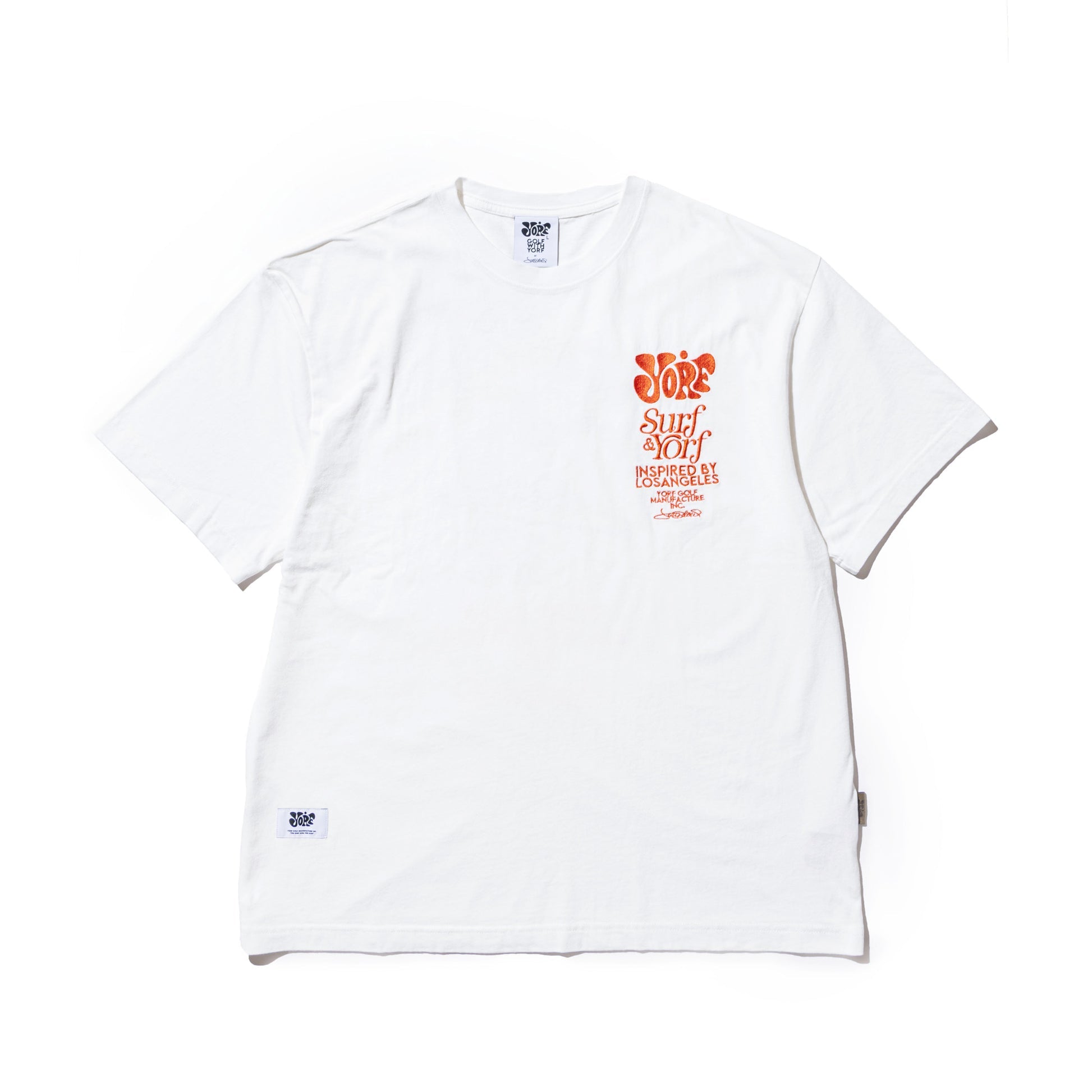 【YORF】ヴィンテージライク刺繍ロゴ Tシャツ WHITE(ZZYRF-1086110304)