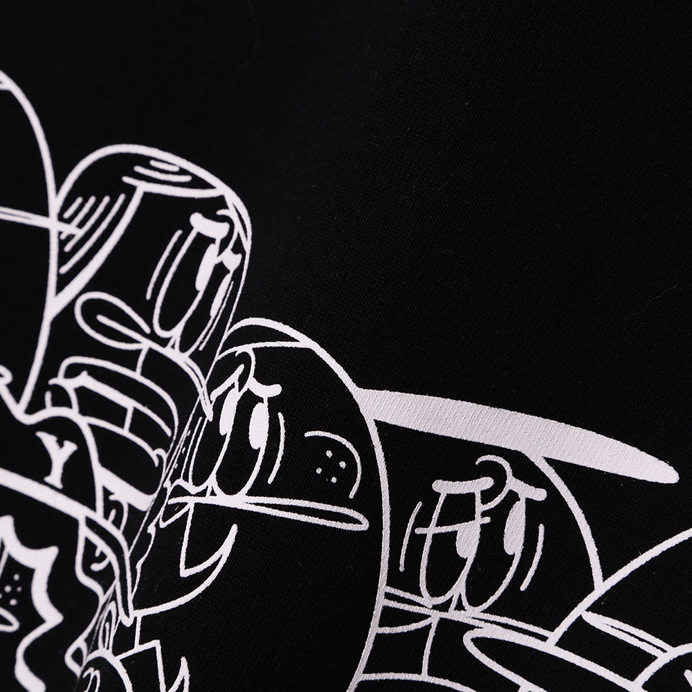 【YORF】HUMAN柄グラフィックカットソー Tシャツ BLACK(ZZYRF-1086110309)
