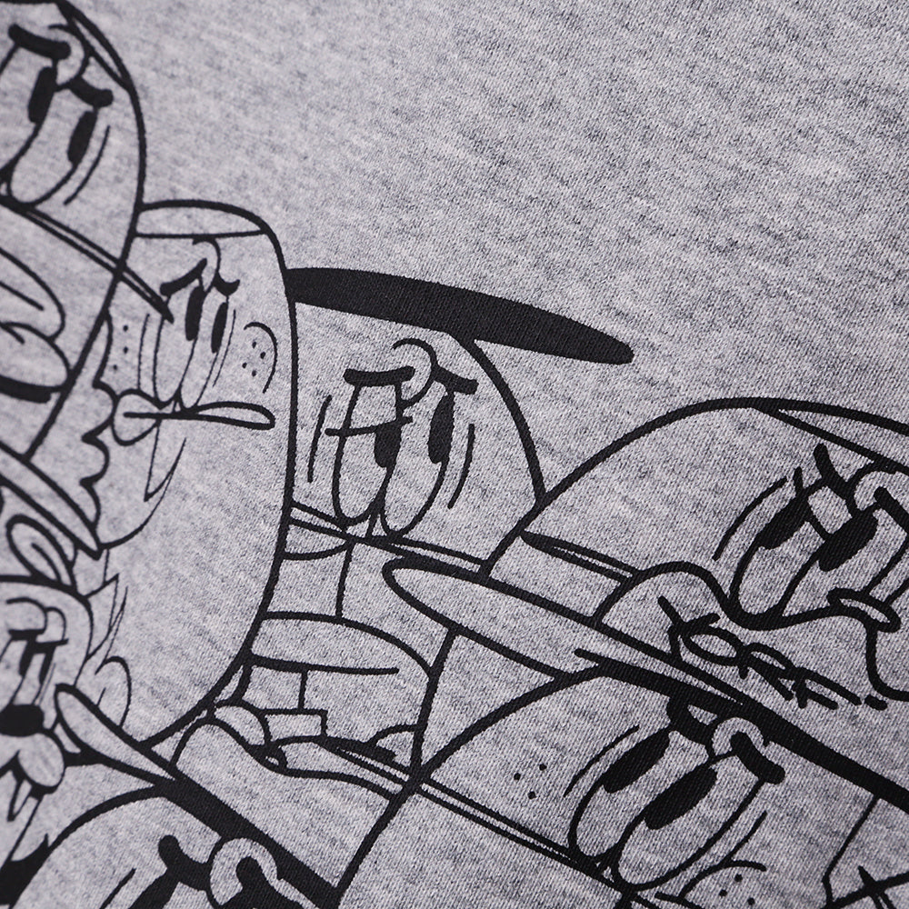 【YORF】HUMAN柄グラフィックカットソー Tシャツ GRAY(ZZYRF-1086110309)