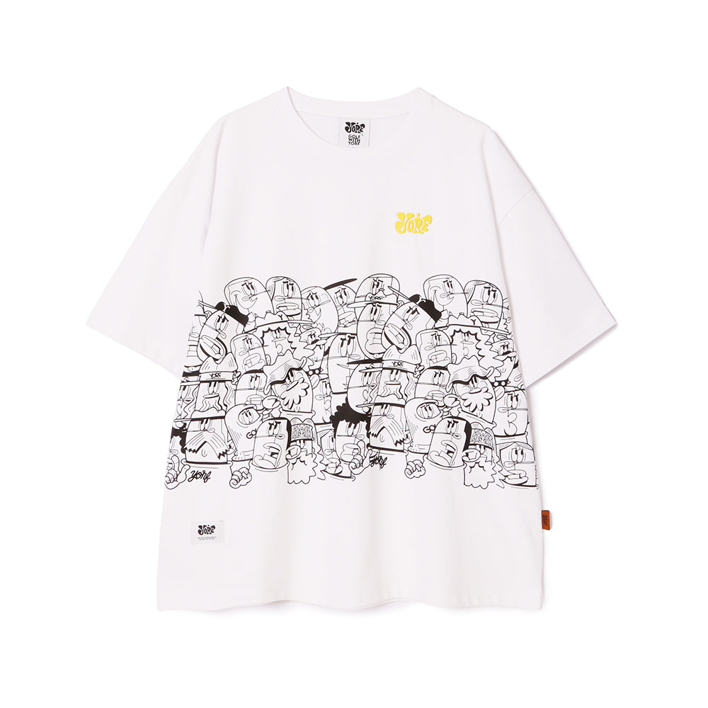 【YORF】HUMAN柄グラフィックカットソー Tシャツ WHITE(ZZYRF-1086110309)