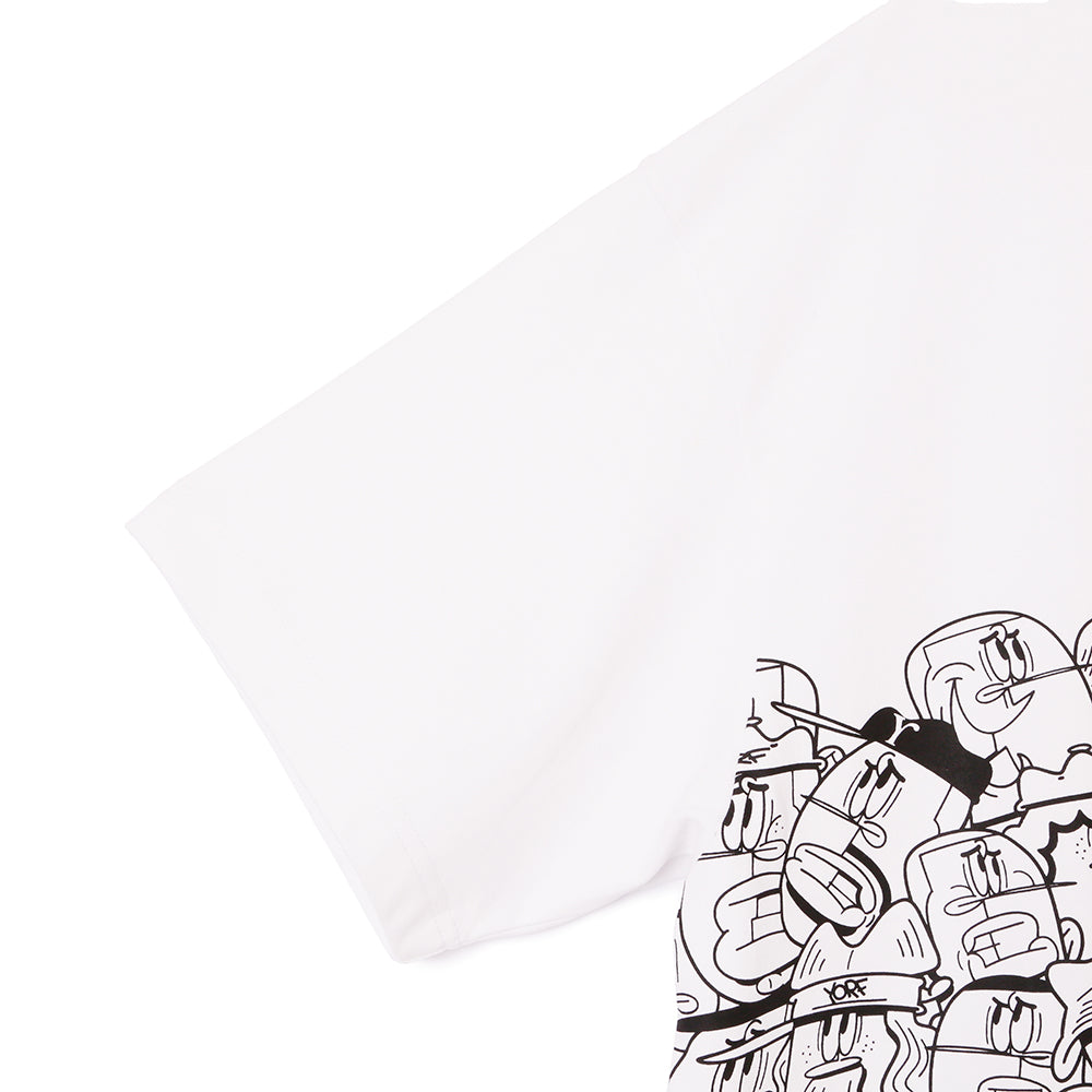【YORF】HUMAN柄グラフィックカットソー Tシャツ WHITE(ZZYRF-1086110309)