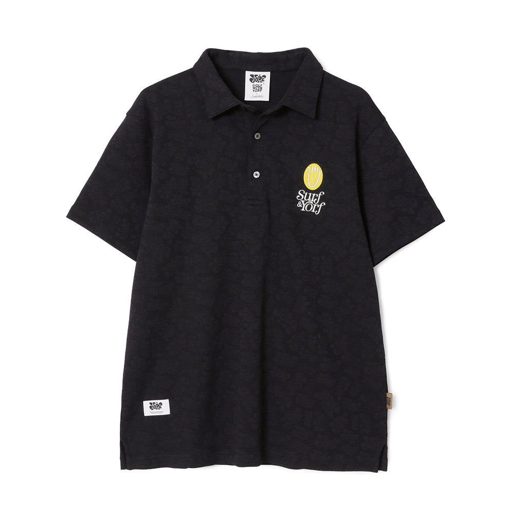 【YORF】YORFジャガード ポロシャツ BLACK(ZZYRF-1086120302)