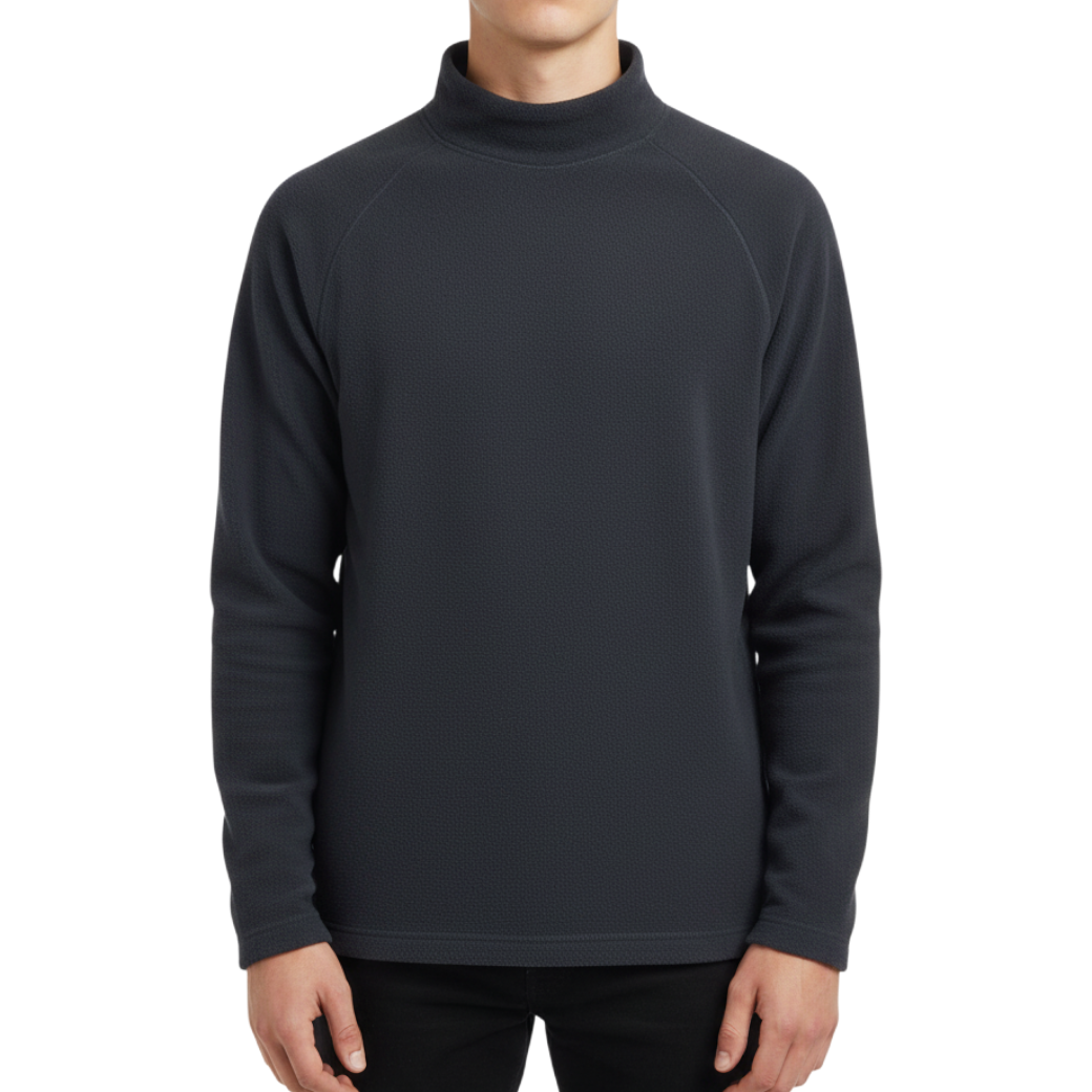 【MUTA】フリース切替モックネックプルオーバー ブラック (MUT-MMMK-443180)