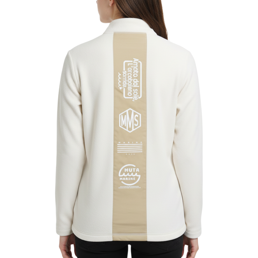 MUTA】フリース切替モックネックプルオーバー ホワイト レディース