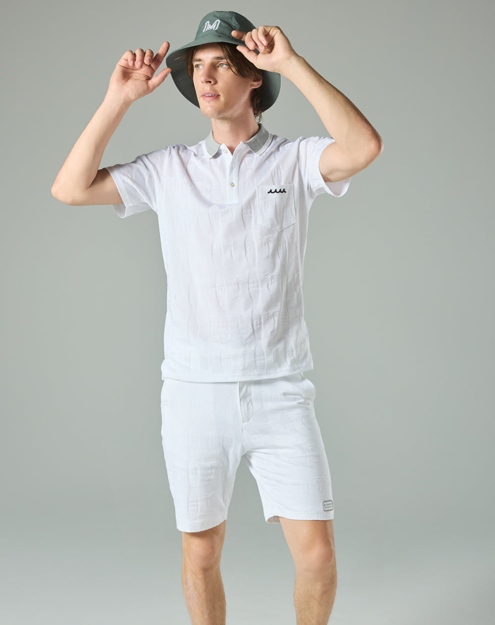 【muta】링크스 자가드 쇼트 팬츠 M(화이트) MGJC-444239-WH