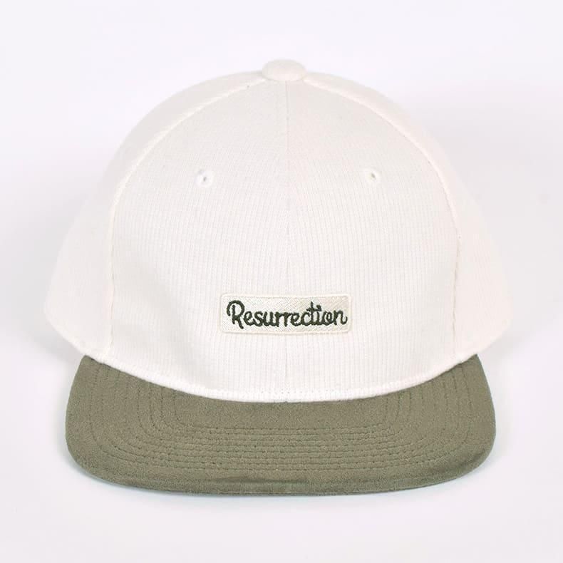 【Resurrection】ニットライク2トーンキャップ (フラット) WHITE/KHAKI（ZZRES-BF34CAP05）