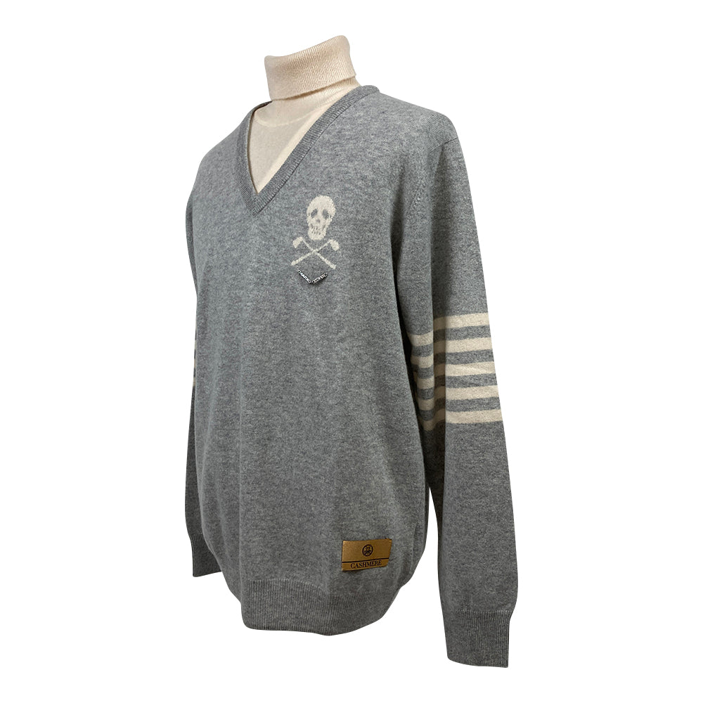 【MARK＆LONA】MEN'S Sedecim Cashmere Layerd Neck Sweater［GRAY］ Lサイズ（MLM-2C-AB02）