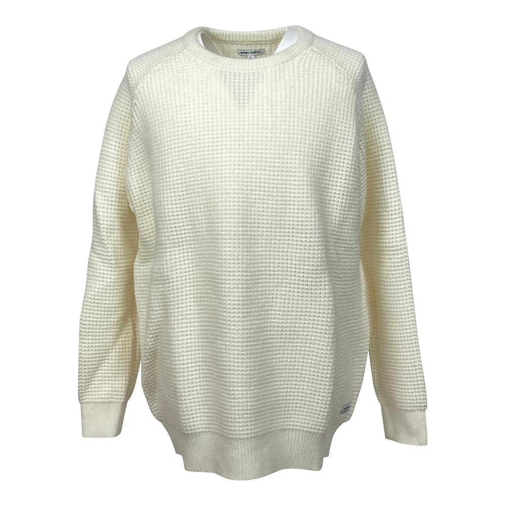 【BANKS JOURNAL】MEN'S JERRY NIT WARM CREW［WHITE］XLサイズ (AKN0091-224)