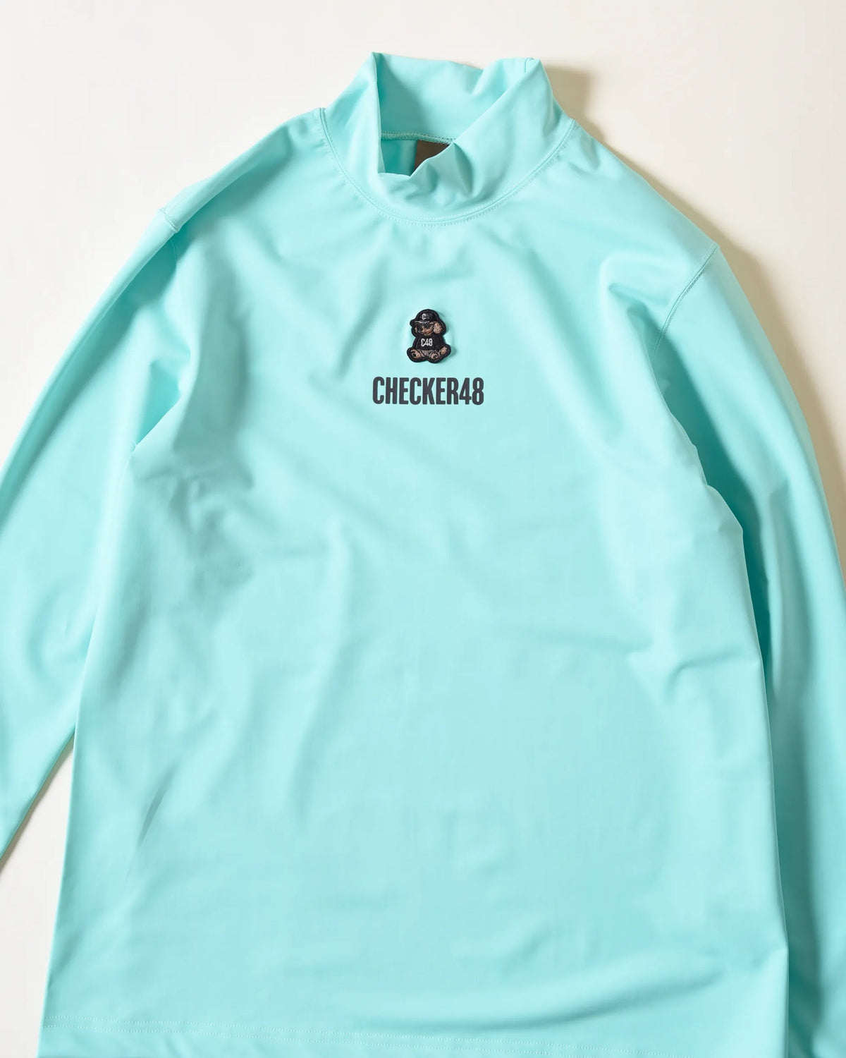 【CHECKER48】Women's LESS SEE-THROUGH MOCK TEE 長袖ハイネック TURQUOISE（CHE-C4800A001W）