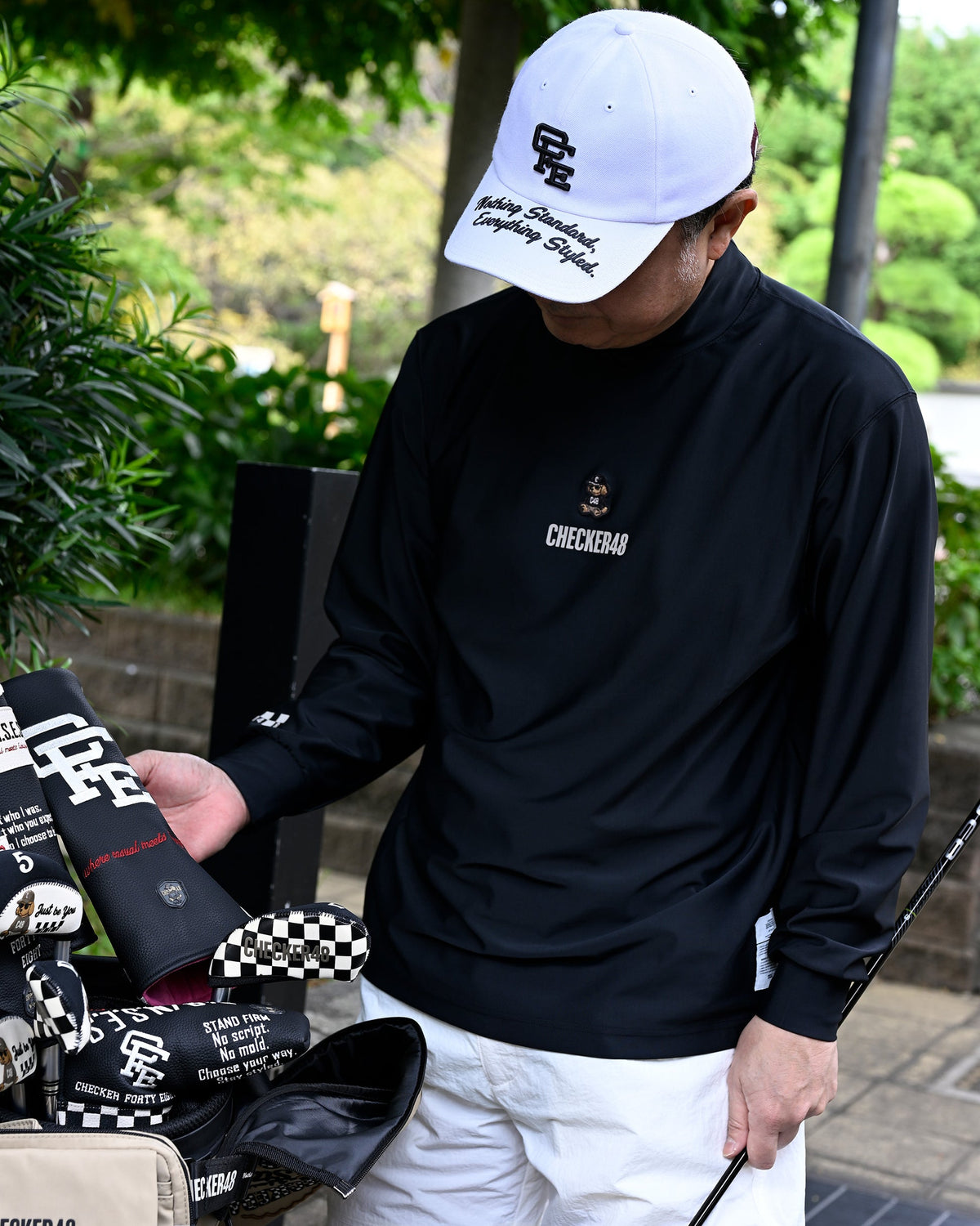 【CHECKER48】LESS SEE-THROUGH MOCK SHIRTS 長袖ハイネック TURQUOISE（CHE-C4800A001）