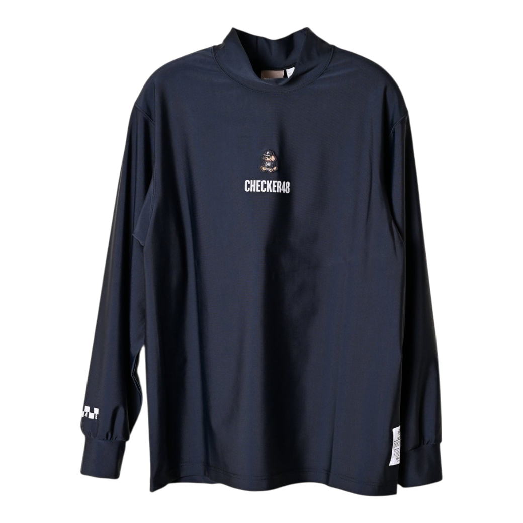 【CHECKER48】LESS SEE-THROUGH MOCK SHIRTS 長袖ハイネック BLACK（CHE-C4800A001）