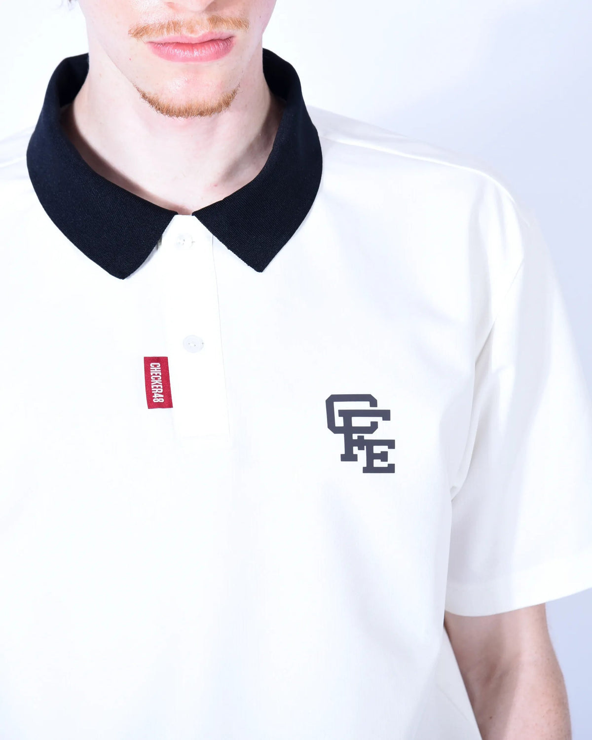 【CHECKER48】BACK DOTS TOUR POLO 半袖ポロシャツ BLACK（CHE-C4800A002）