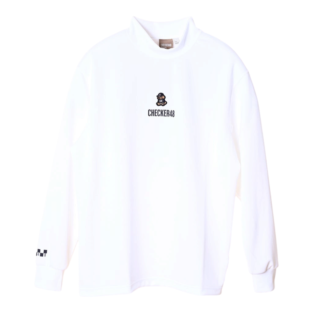 【CHECKER48】Women’s CP L/S MOCK TEE 長袖ハイネック WHITE（CHE-C4800A008W）