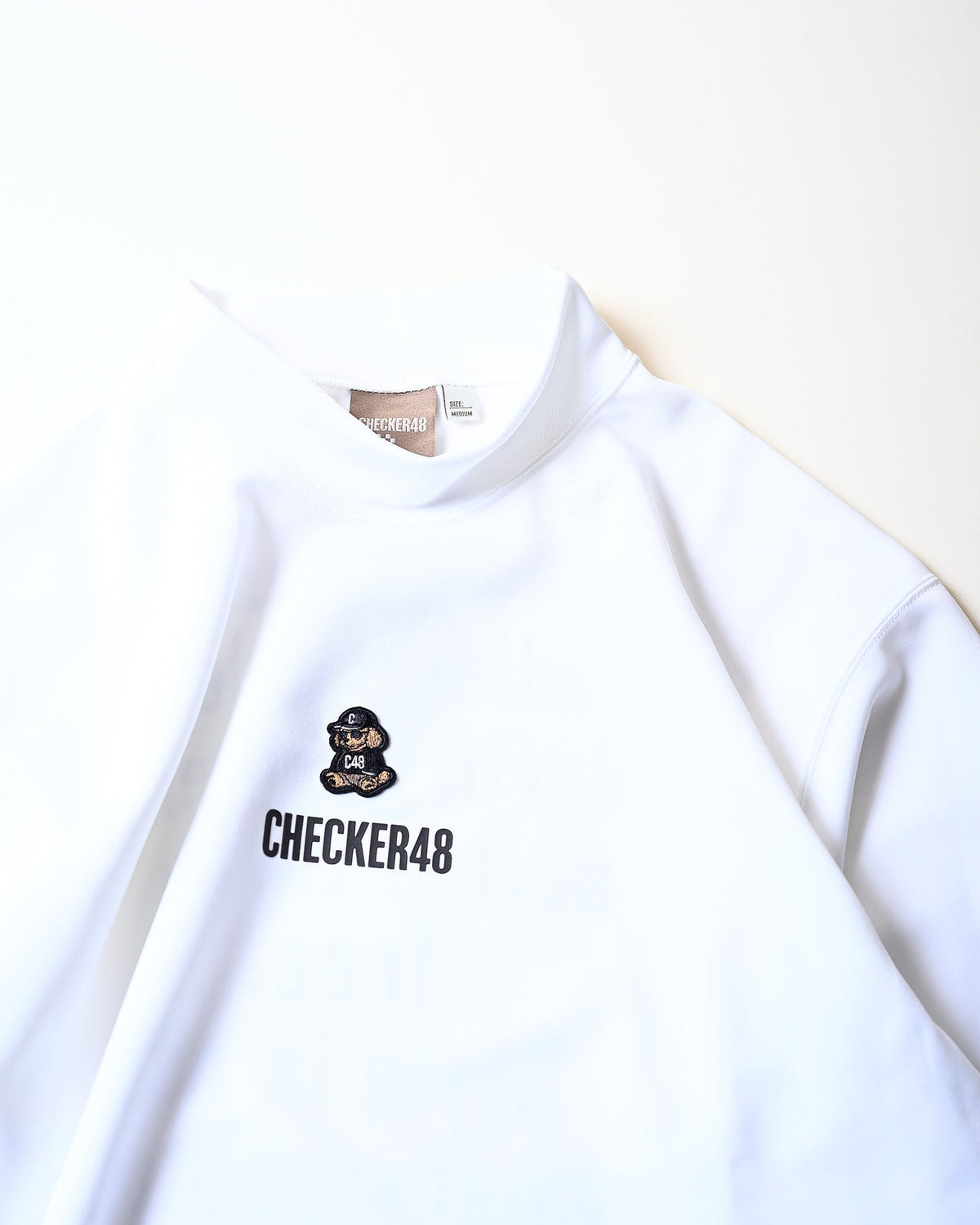 【CHECKER48】Women’s CP L/S MOCK TEE 長袖ハイネック WHITE（CHE-C4800A008W）