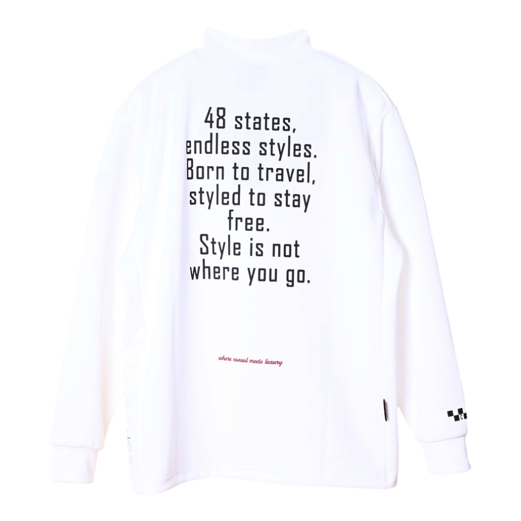 【CHECKER48】CFE CP L/S MOCK TEE 長袖ハイネック WHITE（CHE-C4800A008）