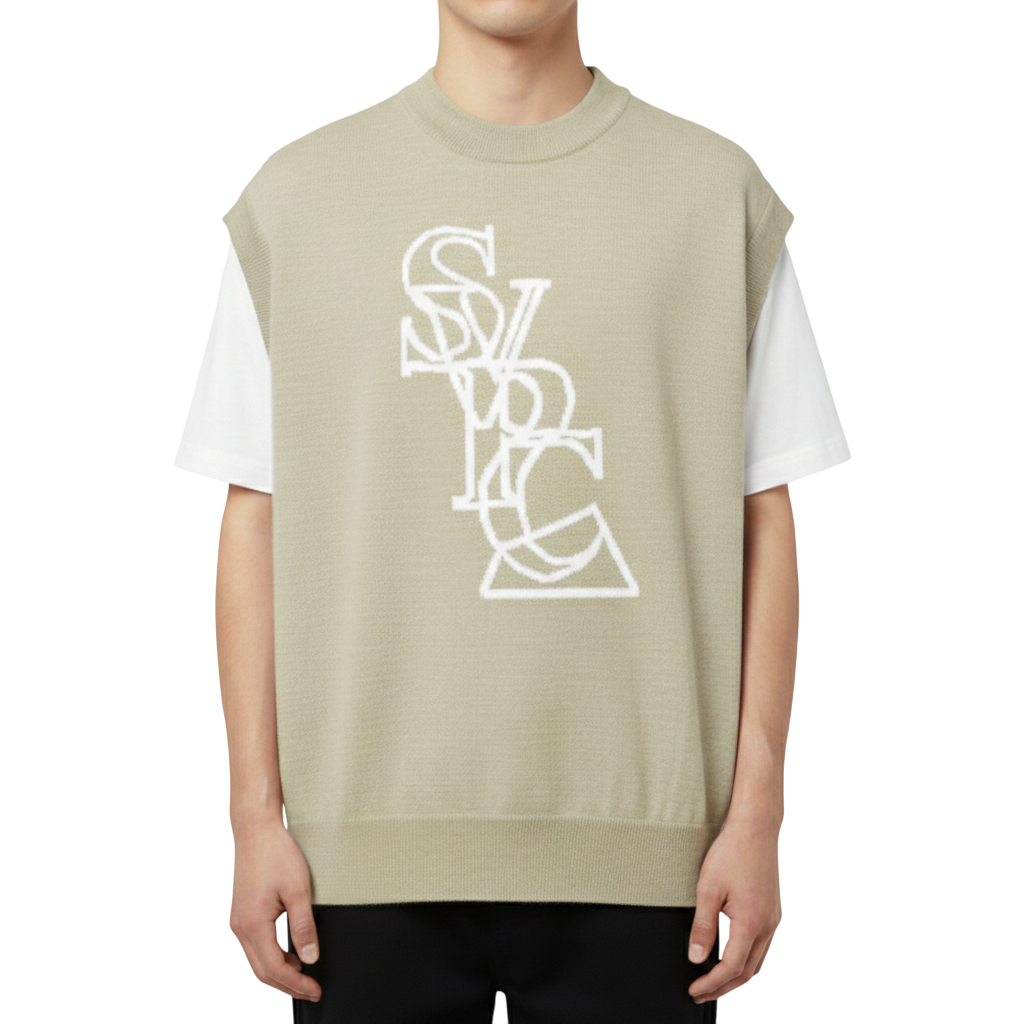 【SALVAGE PUBLIC】サルベージパブリックコレパ ウール ジャガード ニット ベスト M L セージ（SVKA3021）