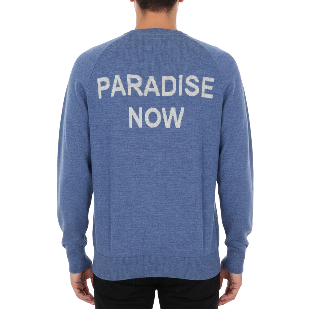 【SALVAGE PUBLIC】サルベージパブリック Wool Jacquard Crewneck Knit(PARADISE NOW) ブルー  Lサイズ（SVKA3023）