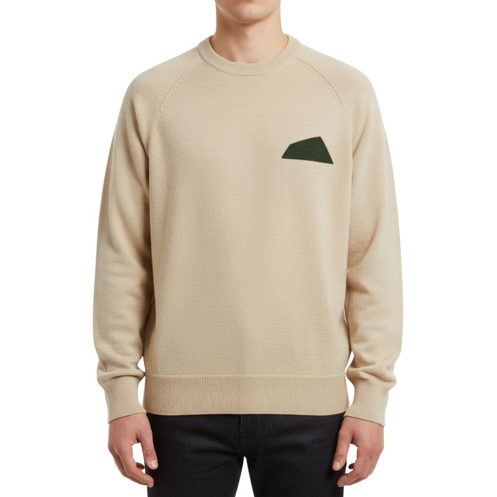 【SALVAGE PUBLIC】サルベージパブリック Wool Jacquard Crewneck Knit(PARADISE NOW) タン M・Lサイズ（SVKA3023）