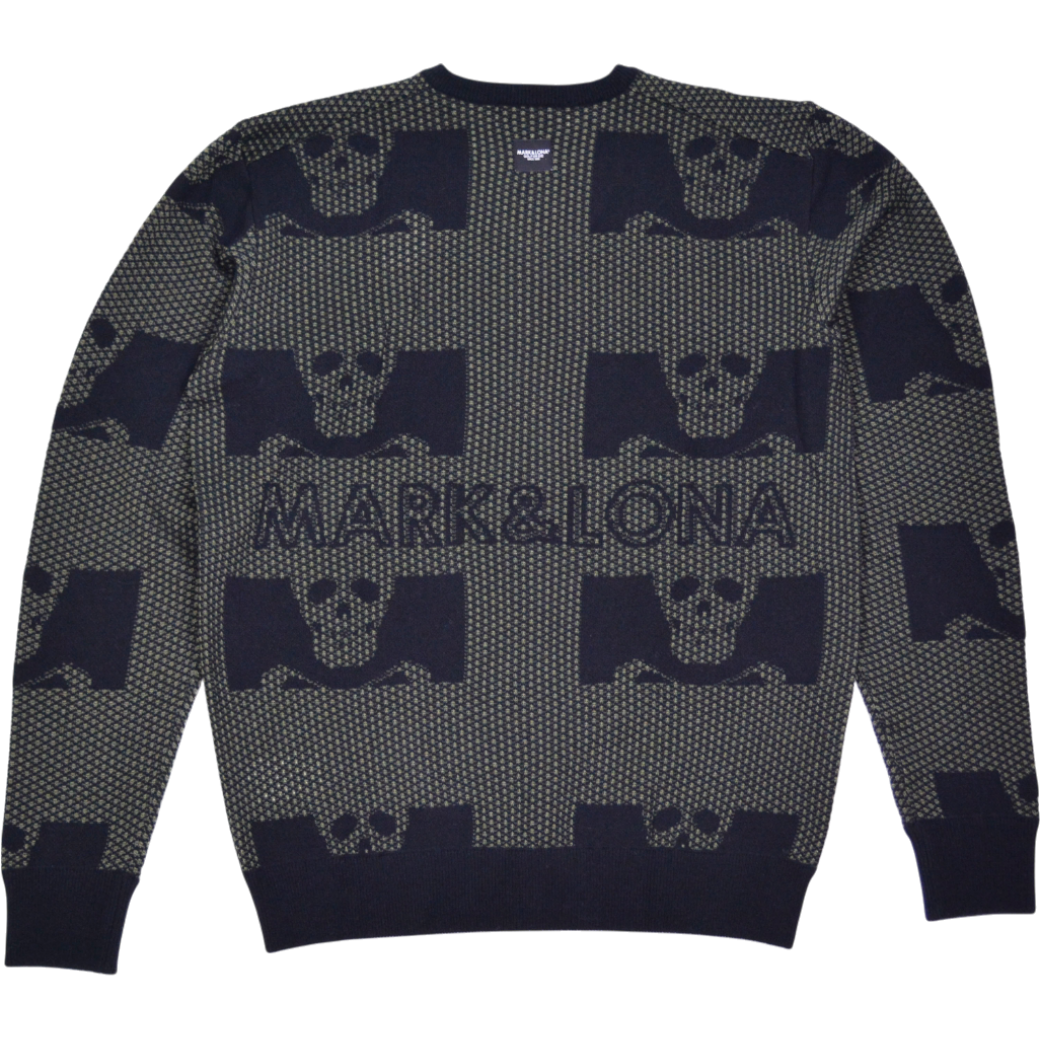 【MARK＆LONA】Pave Mesh Vee Knit メッシュ ニット ブラック 46 48 M L（MLM-4A-AB01）