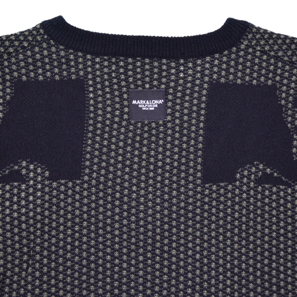 【MARK＆LONA】Pave Mesh Vee Knit メッシュ ニット ブラック 46 48 M L（MLM-4A-AB01）