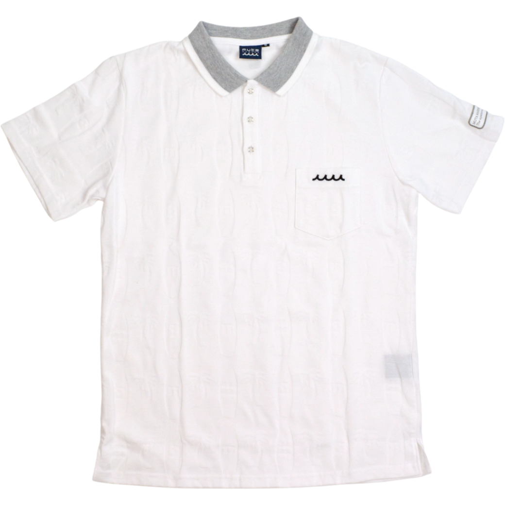 【muta】リンクスジャガード ポロシャツ ホワイト L XL（MGJC-446338-WH）