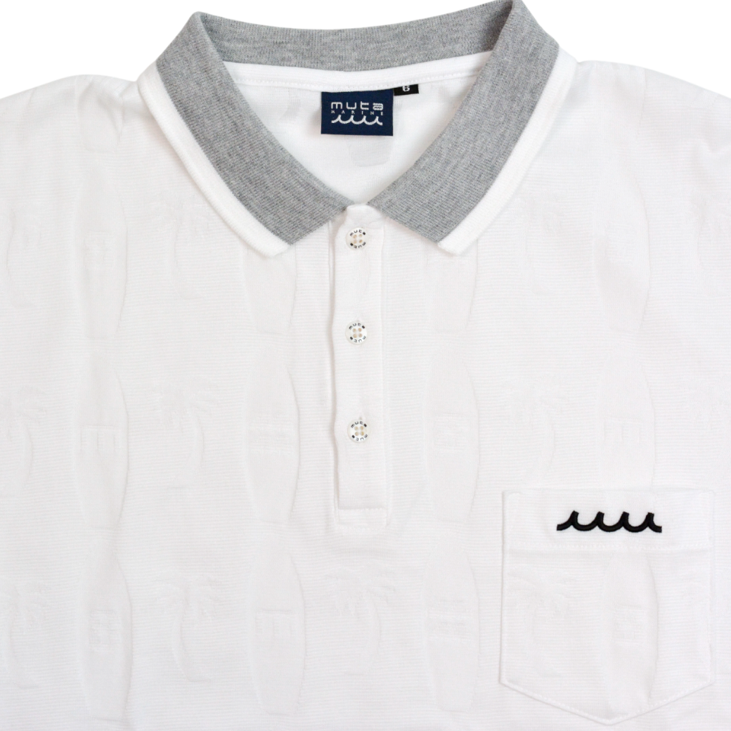 【muta】リンクスジャガード ポロシャツ ホワイト L XL（MGJC-446338-WH）