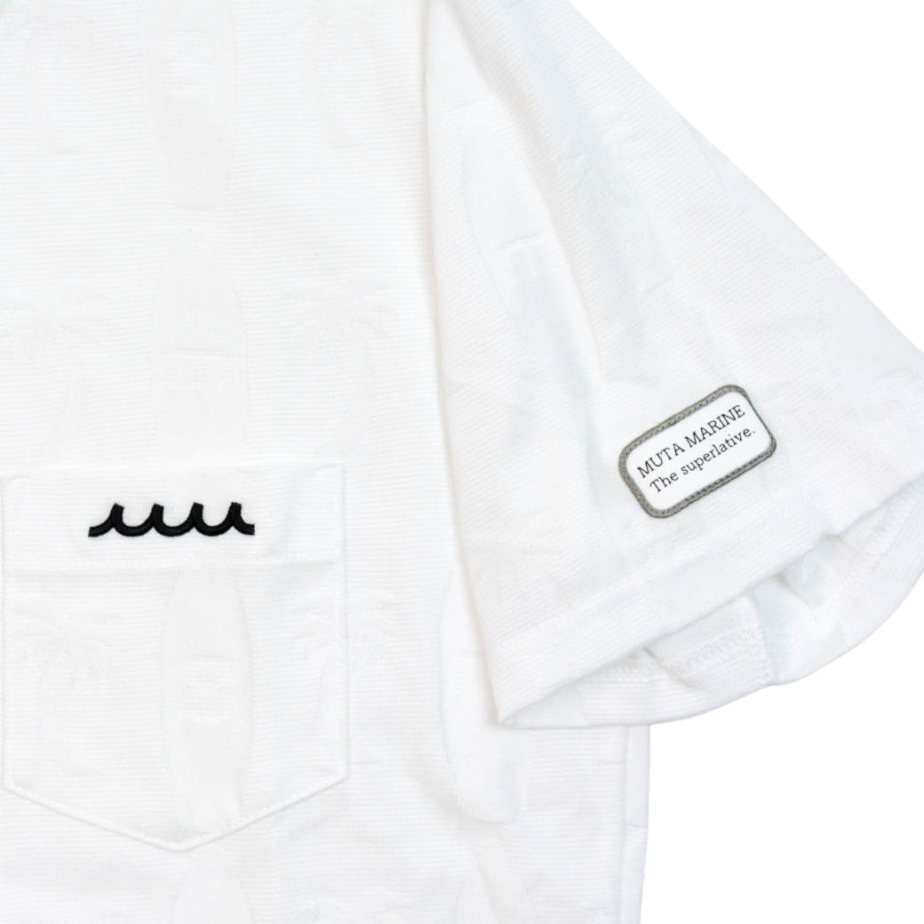 【muta】リンクスジャガード ポロシャツ ホワイト L XL（MGJC-446338-WH）
