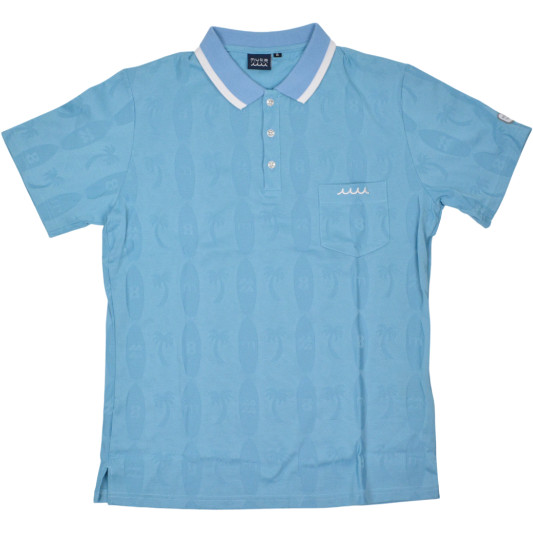 【muta】リンクスジャガード ポロシャツ ブルー L（MGJC-446338-BL）