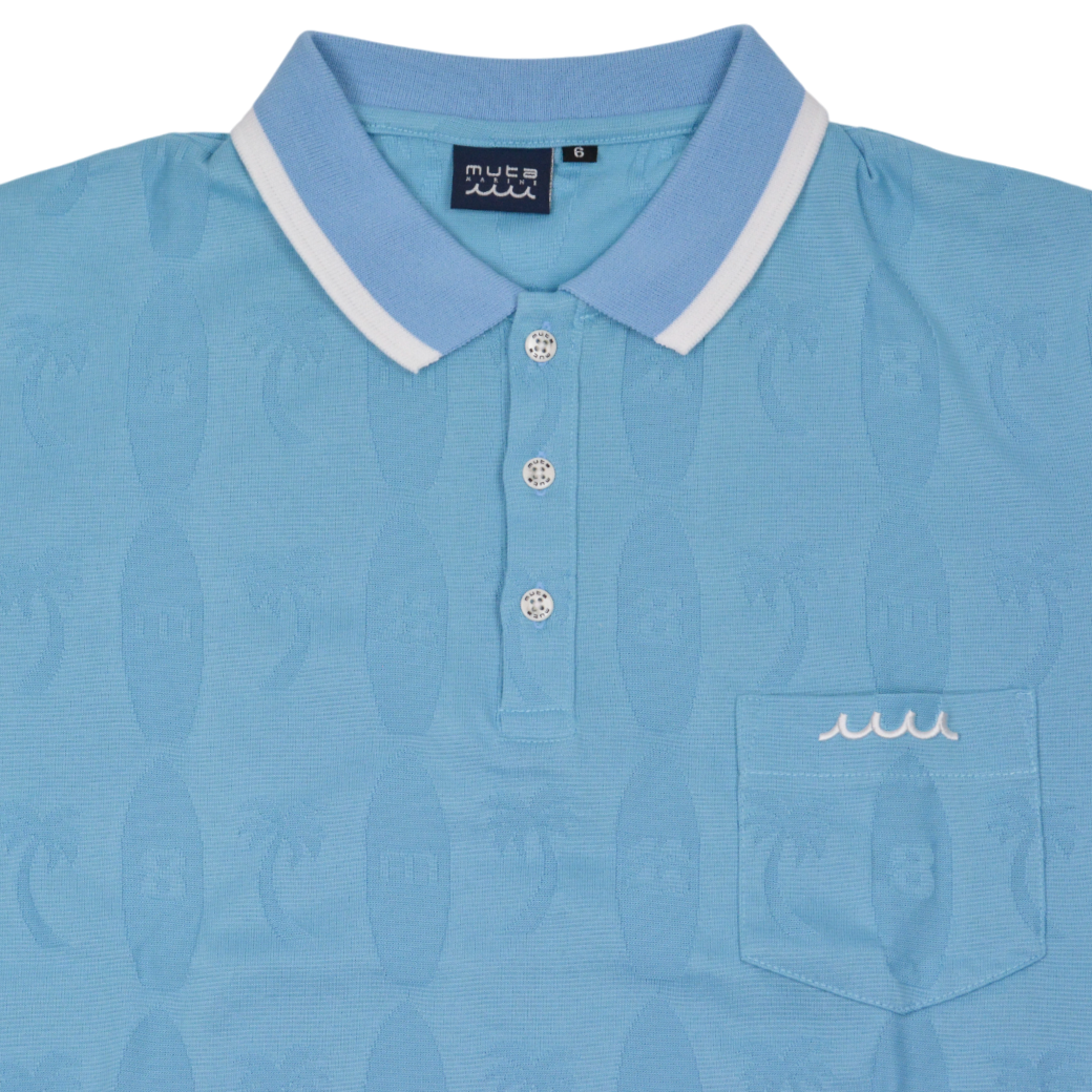 【muta】リンクスジャガード ポロシャツ ブルー L（MGJC-446338-BL）