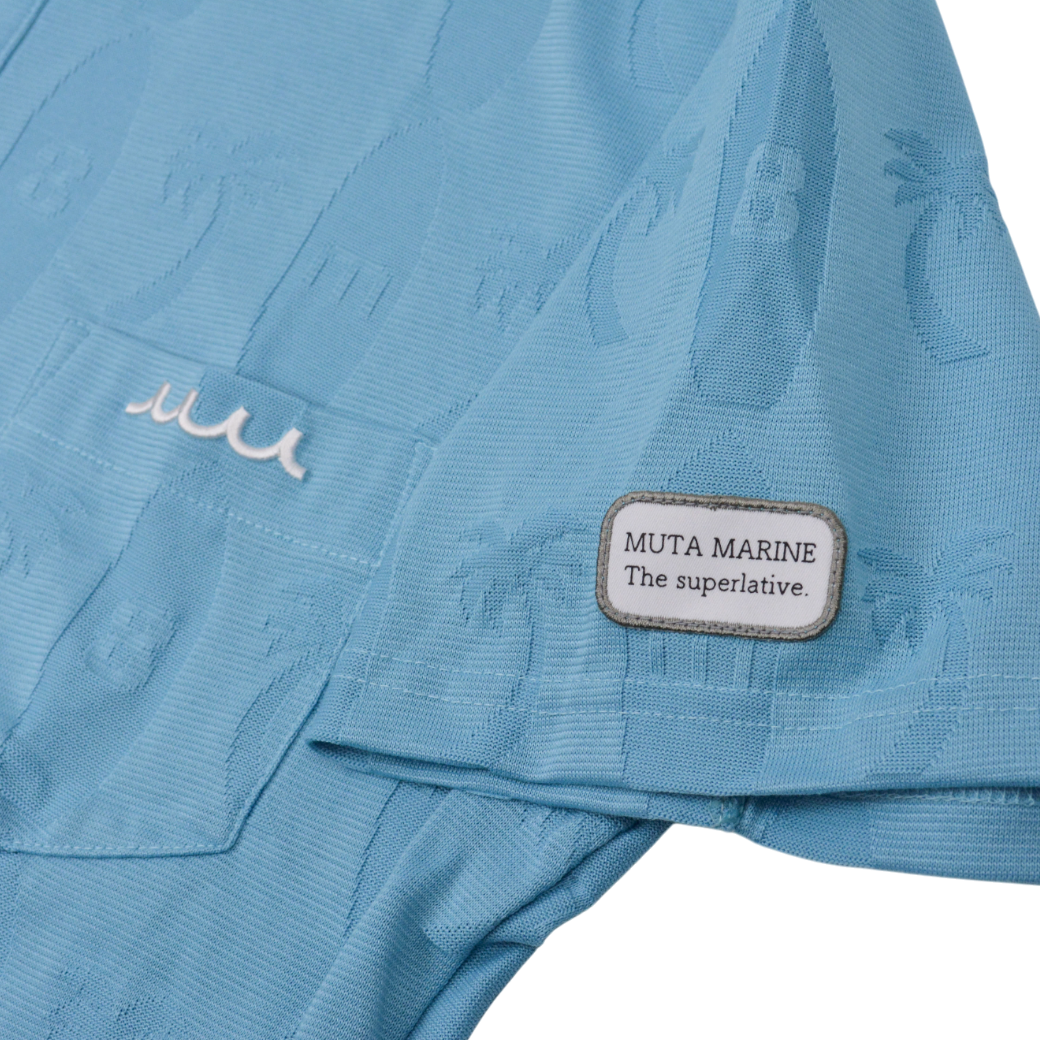 【muta】リンクスジャガード ポロシャツ ブルー L（MGJC-446338-BL）