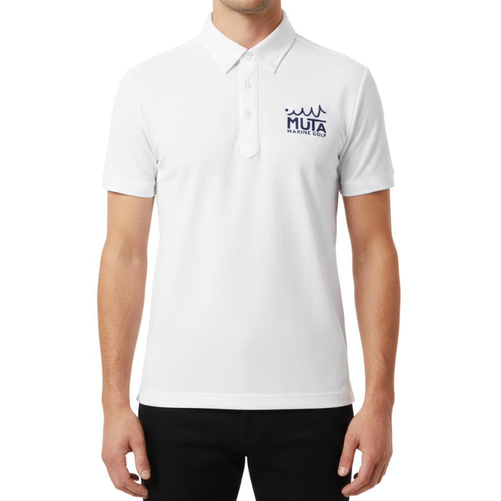 【muta】フラッグロゴ ポロシャツ ホワイト M L（MMAX-446321-WH）