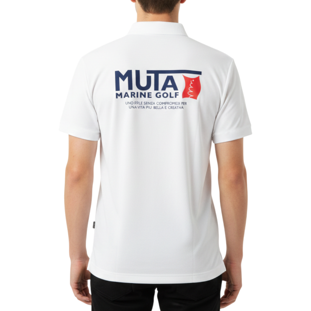 【muta】フラッグロゴ ポロシャツ ホワイト M L（MMAX-446321-WH）