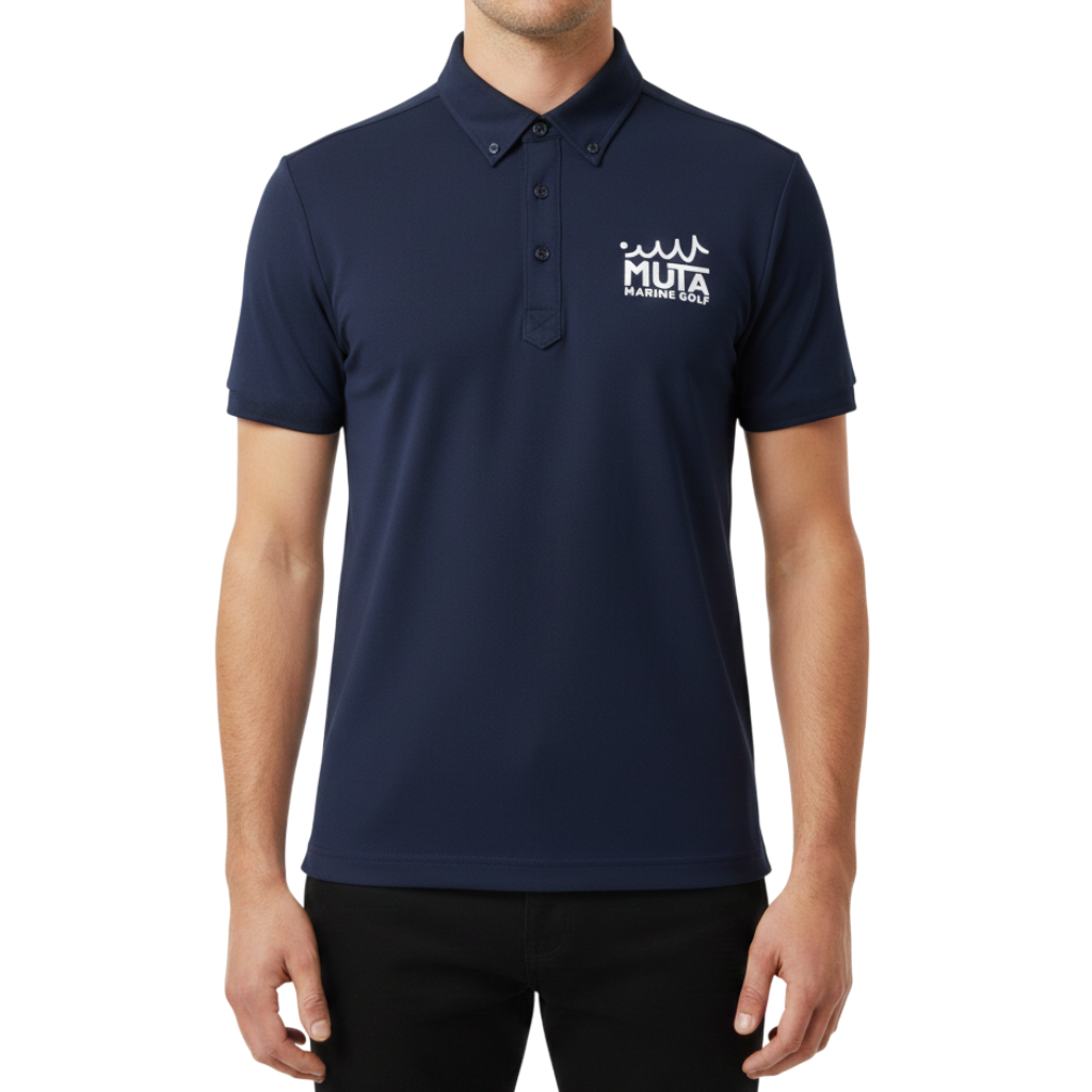 【muta】フラッグロゴ ポロシャツ ホワイト S L（MMAX-446321-NV）