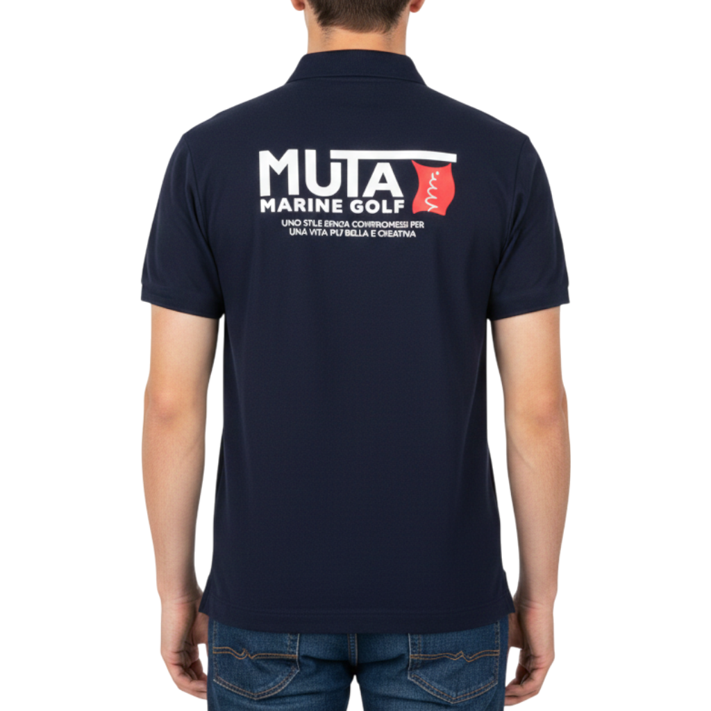 【muta】フラッグロゴ ポロシャツ ホワイト S L（MMAX-446321-NV）