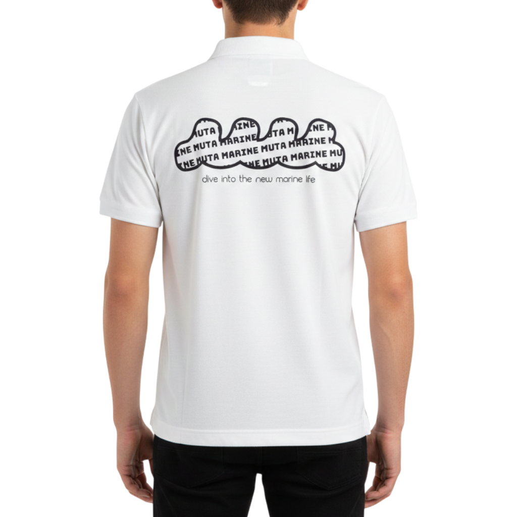 【muta】LETTER WAVE ポロシャツ ホワイト レディース メンズ XS S（MMAX-446333-WH）