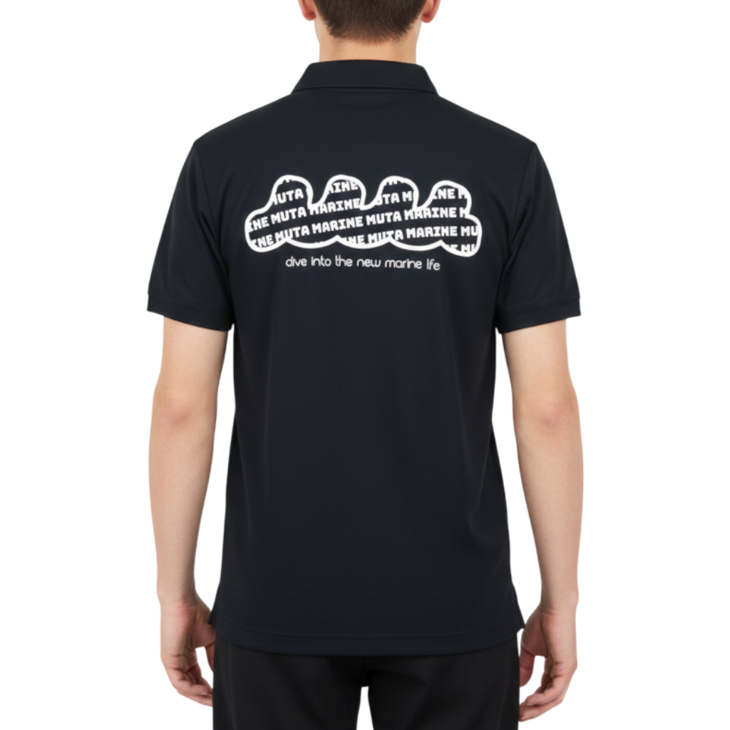 【muta】LETTER WAVE ポロシャツ ブラック レディース メンズ XS S XL（MMAX-446333-BK）